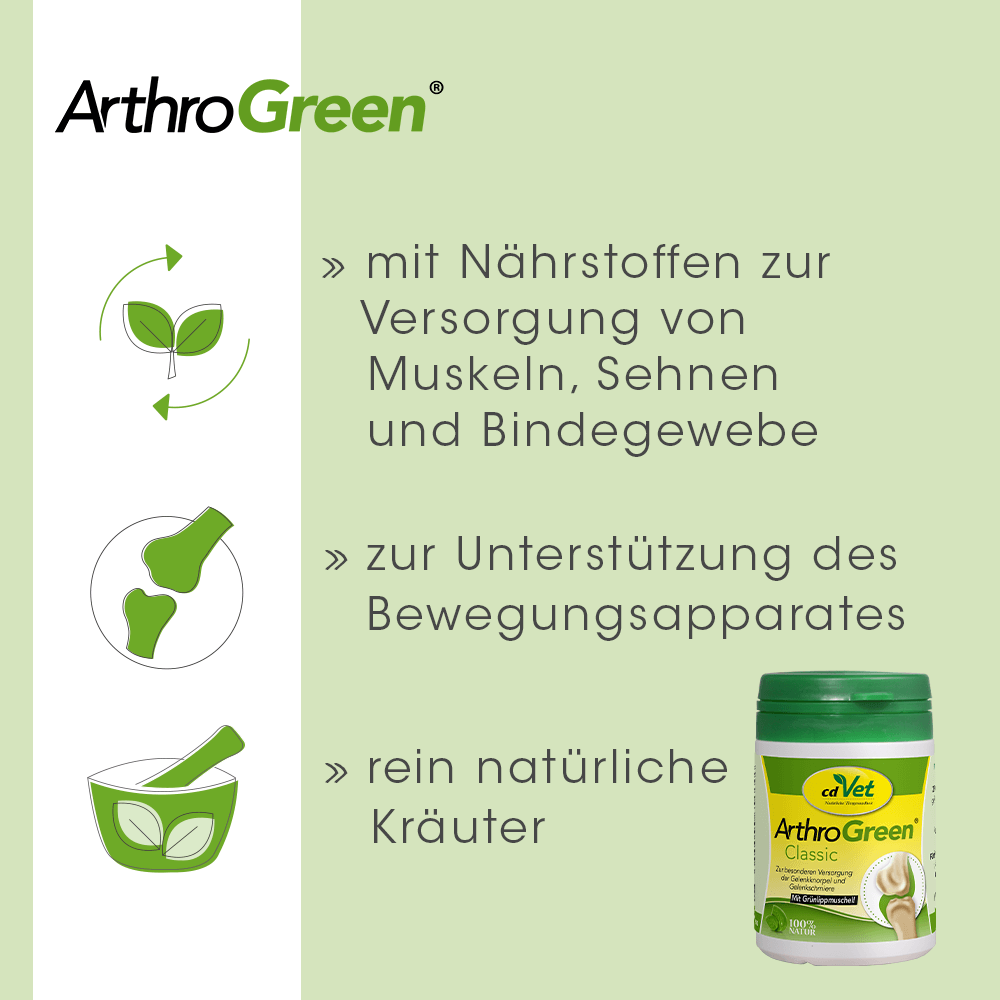 Ergänzungsmittel, Kaupel, ArthroGreen, Krauternahrung, Bewegungsapparat, Haltbarkeitsprodukt