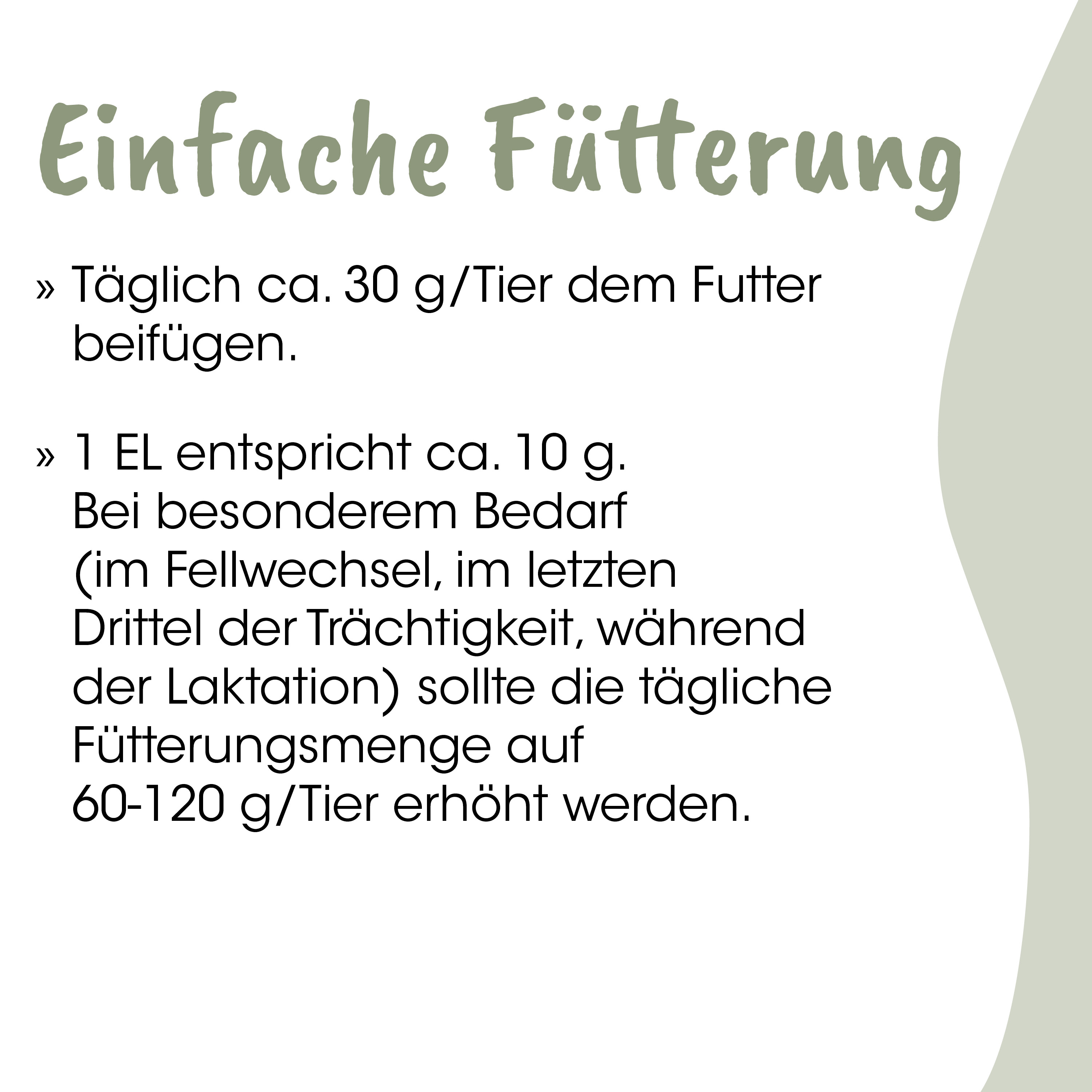 Fütterung, Tierfutter, Anleitung, Tagesration, Futtermenge