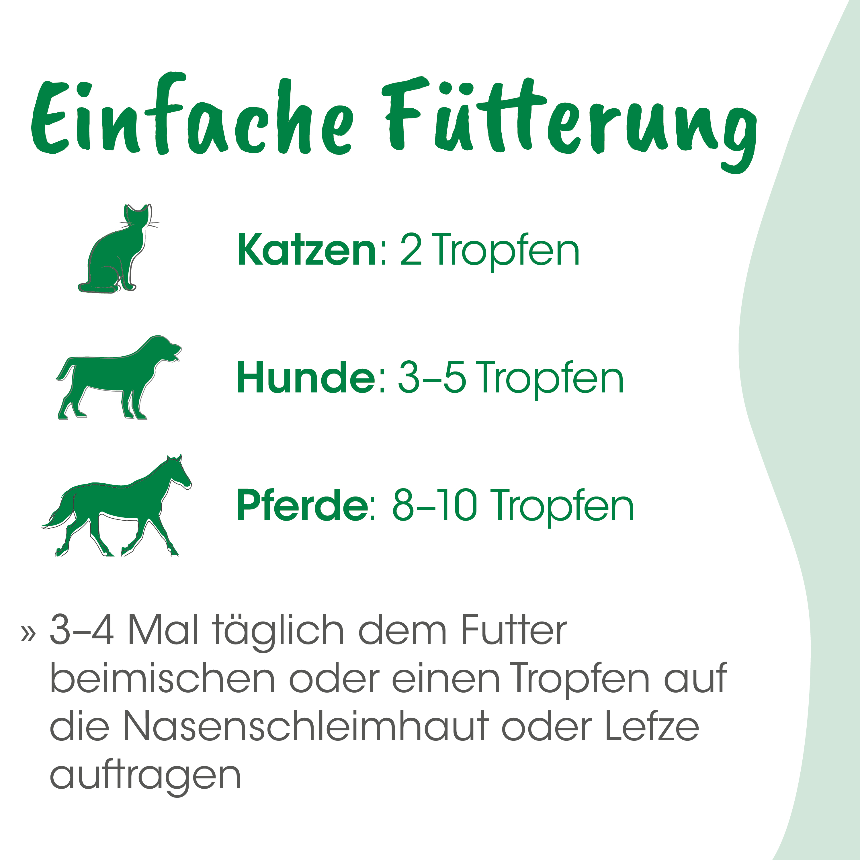 Katzenfutter, Hundefutter, Pferdefutter, Trockenfutter, Futteranleitung