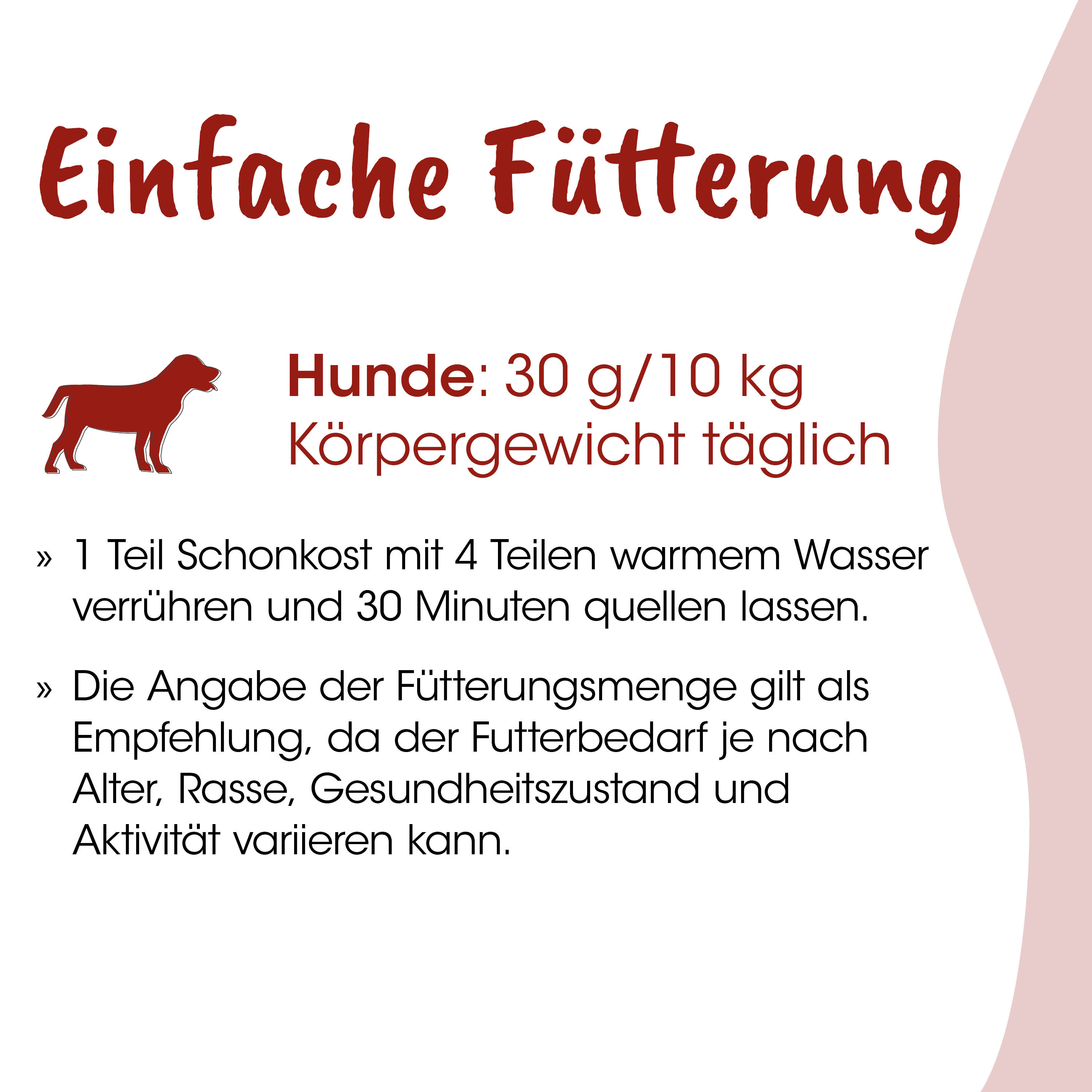 Hunde-Nahrung, Futterportion, Körner, Wasserbad, Anleitung