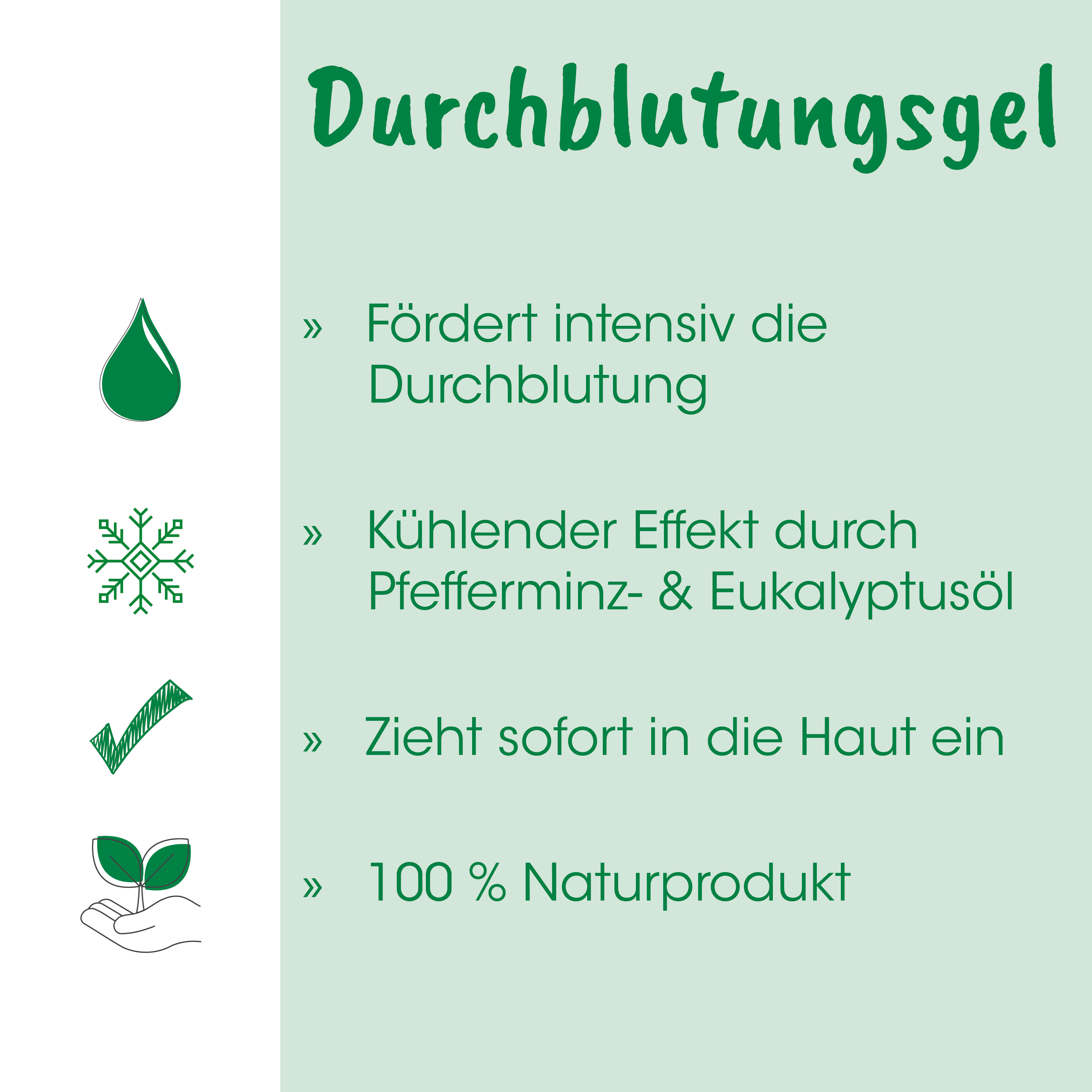 Durchblutungsgel, Durchblutung, Kühlender Effekt, Pfefferminz, Eukalyptusöl
