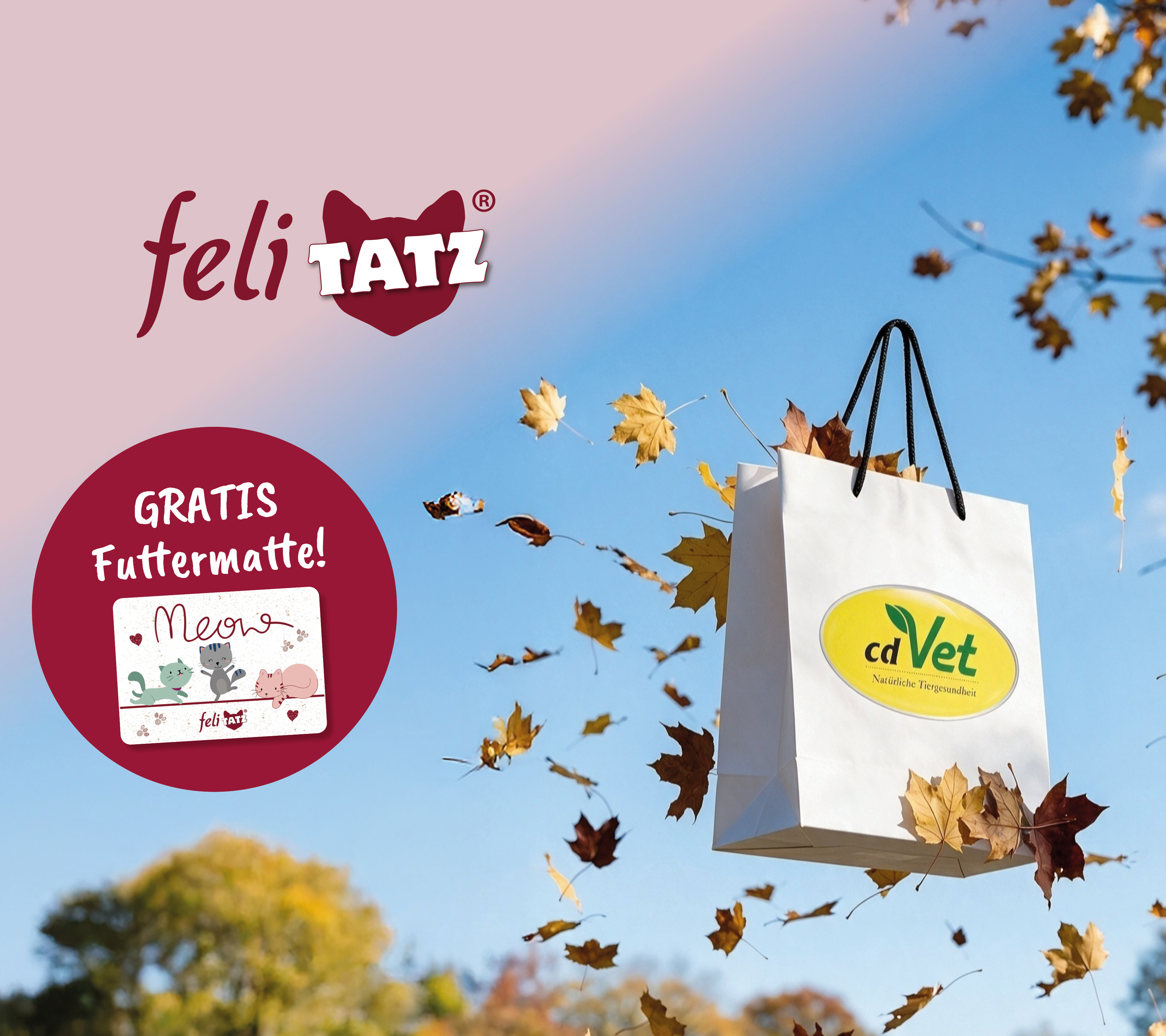 Futtermatte, Katzenmotiv, Futterunterlage, Papiertüte