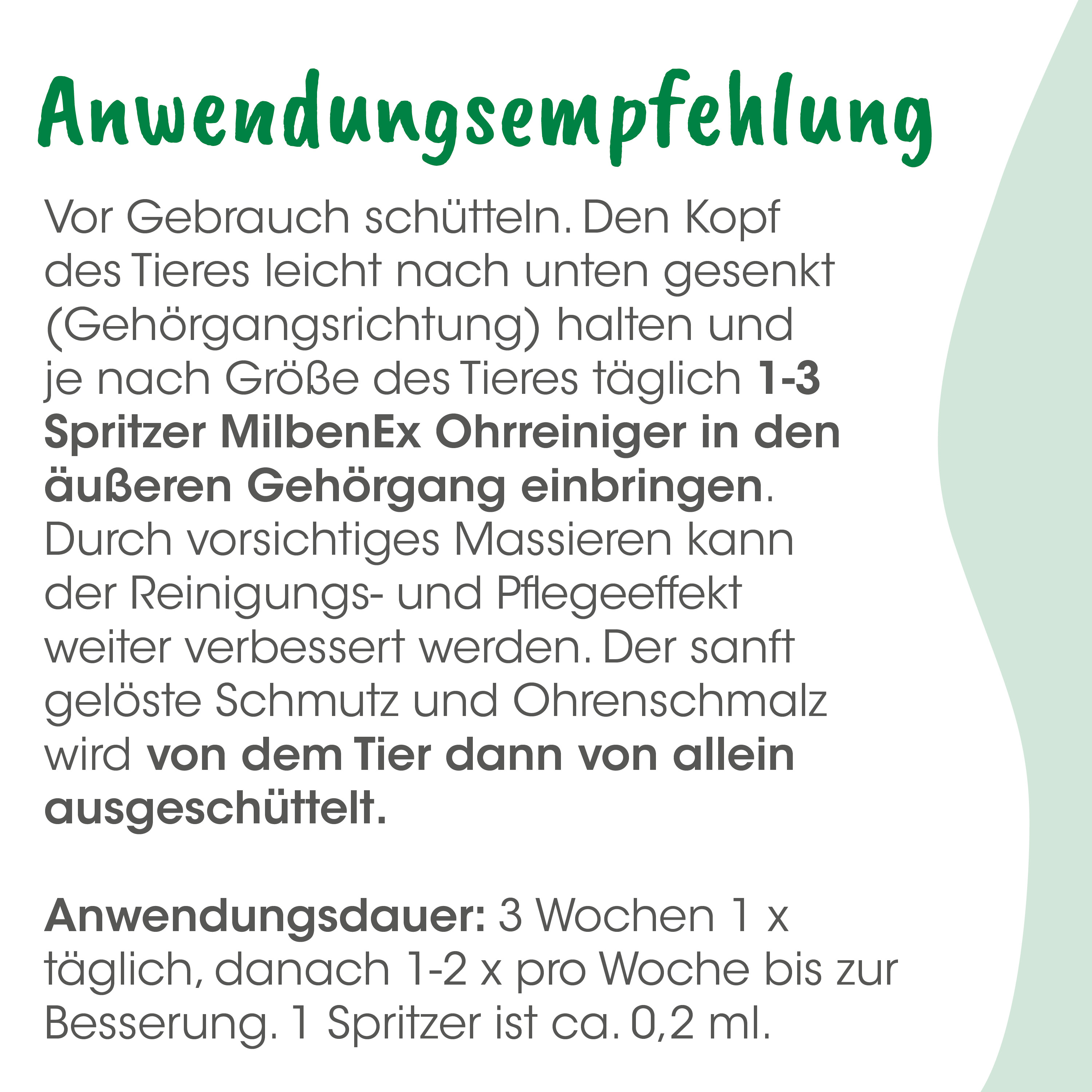 Anwendung, Pflegehinweis, Gehörgang, Ohrreiniger, MilbenEx