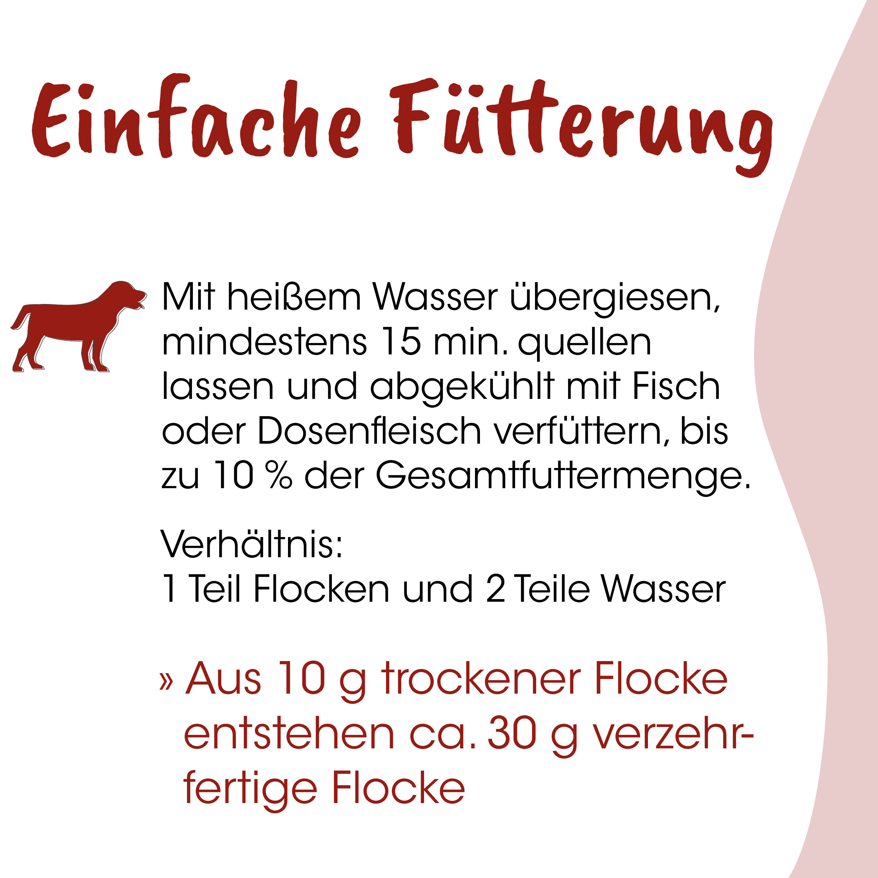 Futteranleitung, Tierfutter, Hundefutter, Katzenfutter, Verhältnis 1:2