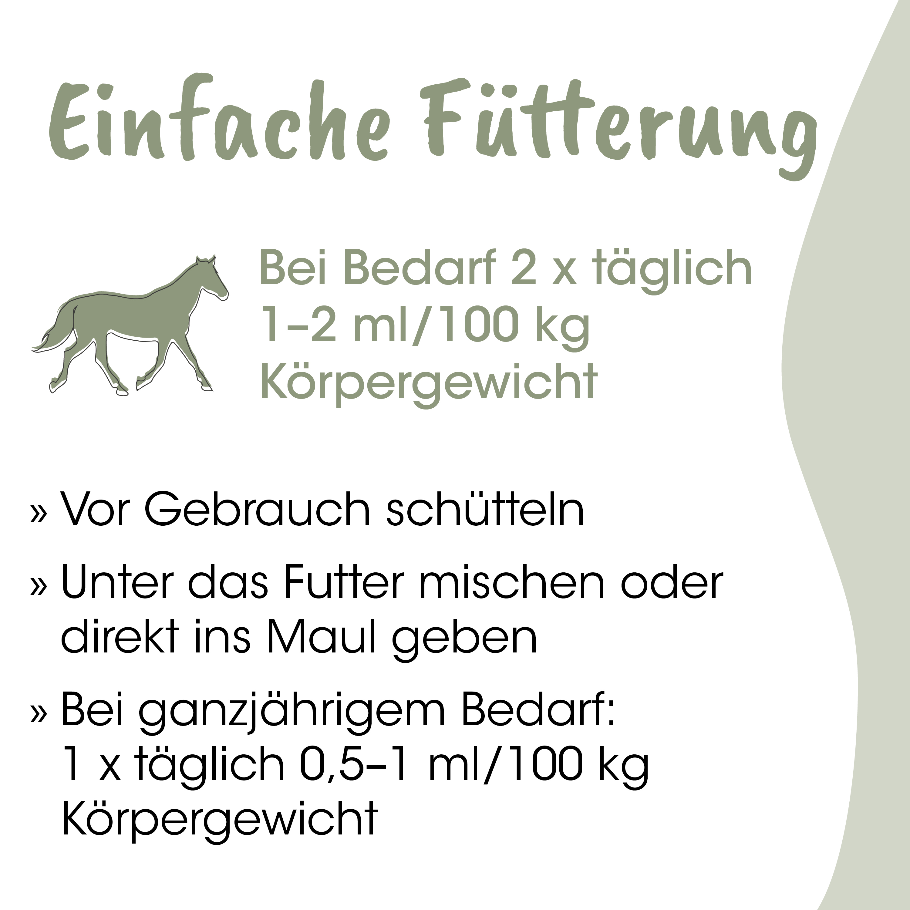 Pferd, Futter, Körpergewicht, Gebrauchsanweisung, Hinweis