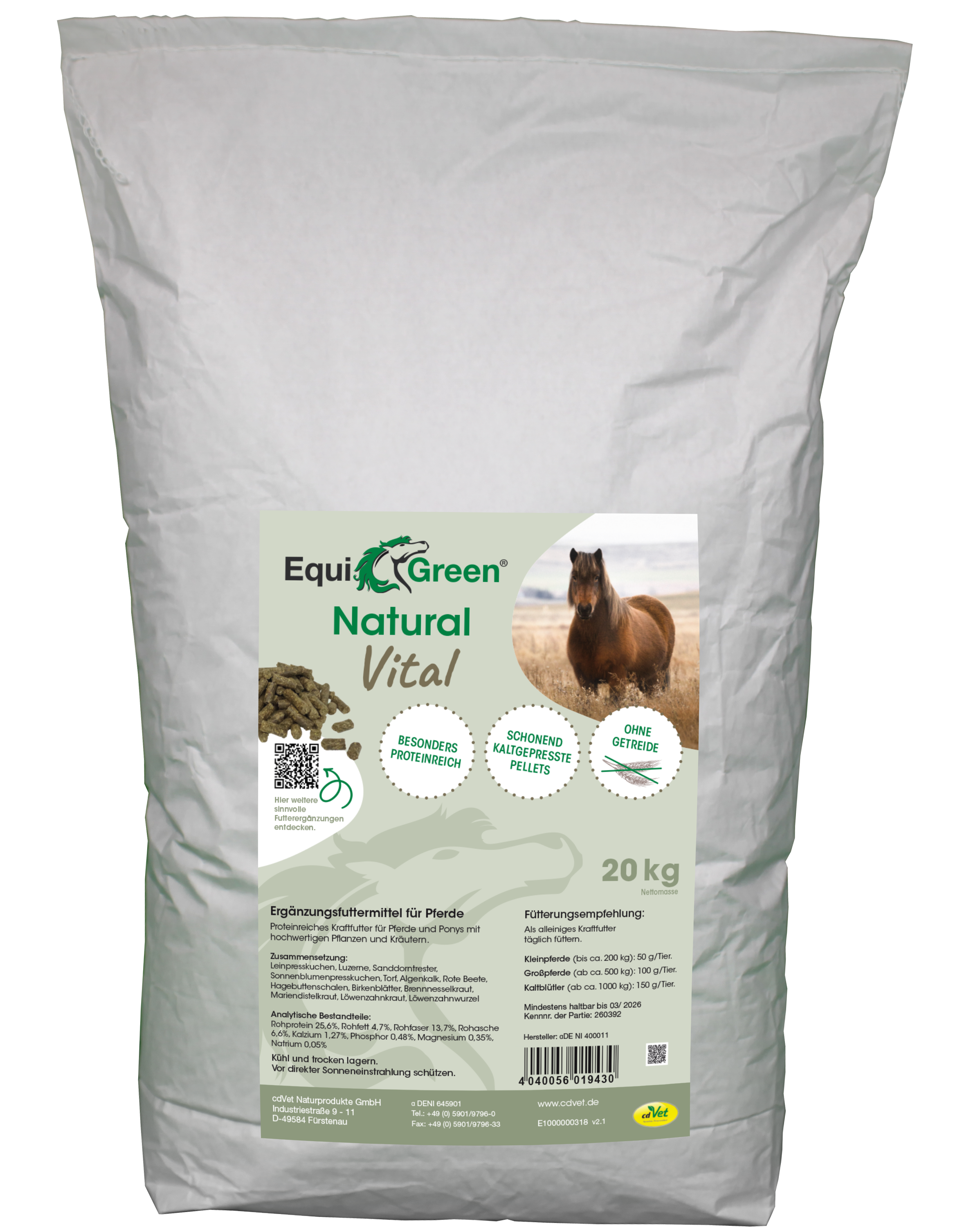 EquiGreen Natural Vital Getreidefrei Pellets 20 kg