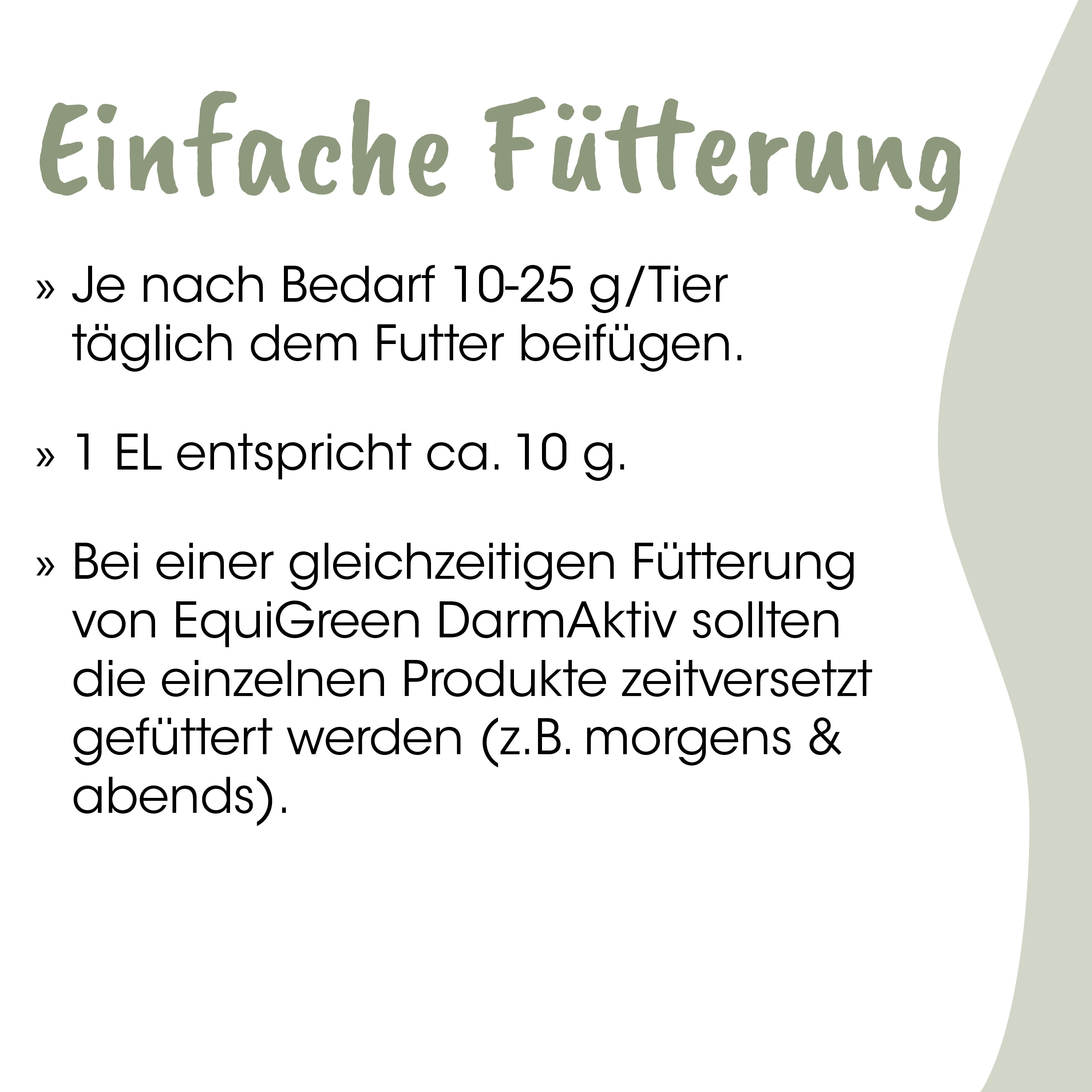 futtermittel, tierfutter, 10 g, 10 g pro EL, EqiGreen DarmAktiv