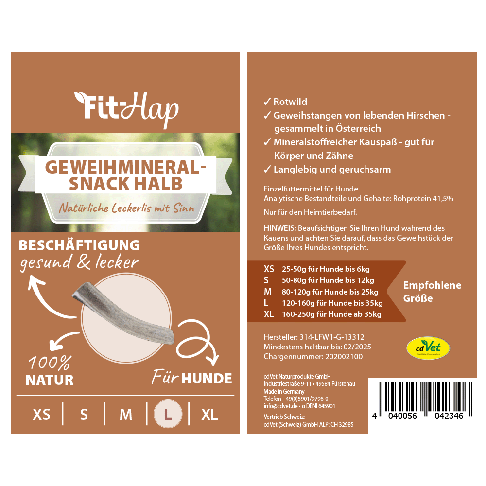 Fit-Hap Geweihmineral-Snack halb L (120-160 g) Fit-Hap Geweihmineral-Snack halb L (120-160 g)