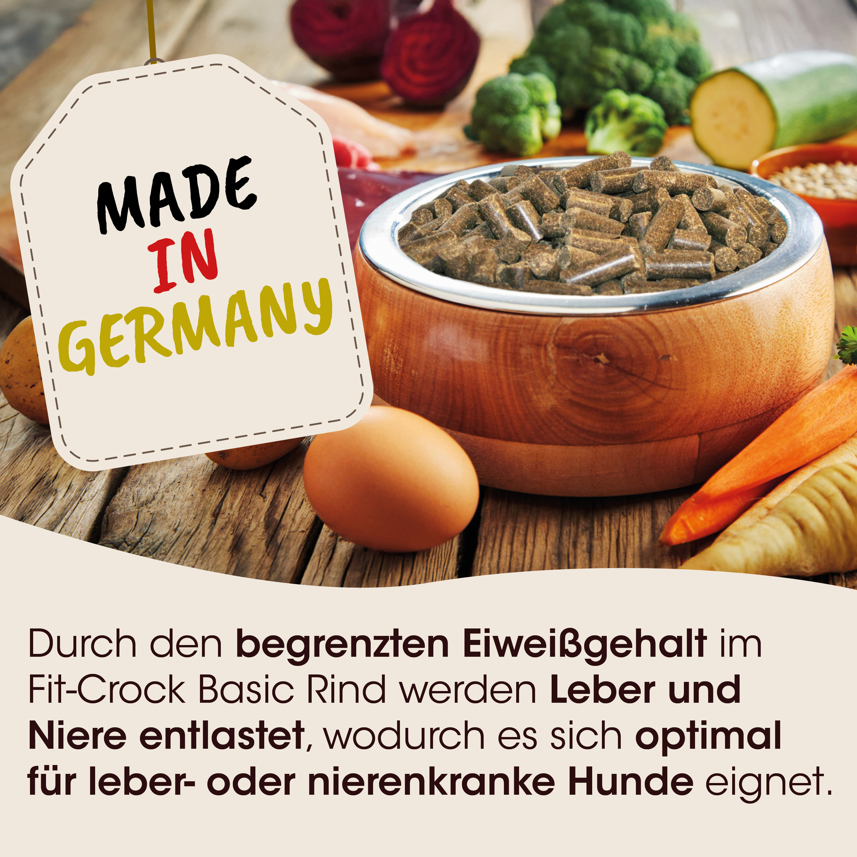 Hundefutter, Pellets, Braun, Holzschale, Küche
