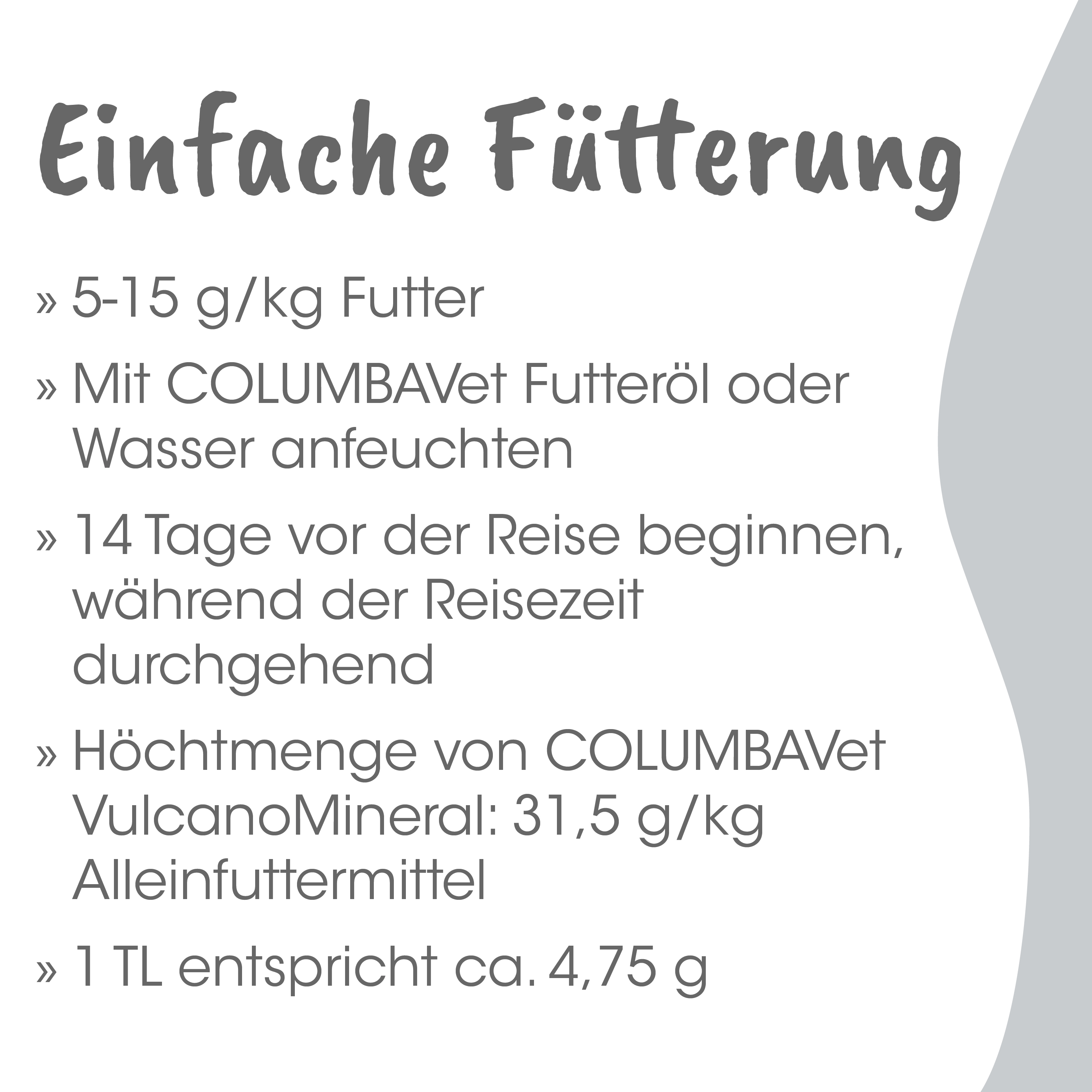 Futter, Futtermittel, Columbavet, VulcanoMineral, Futteröl