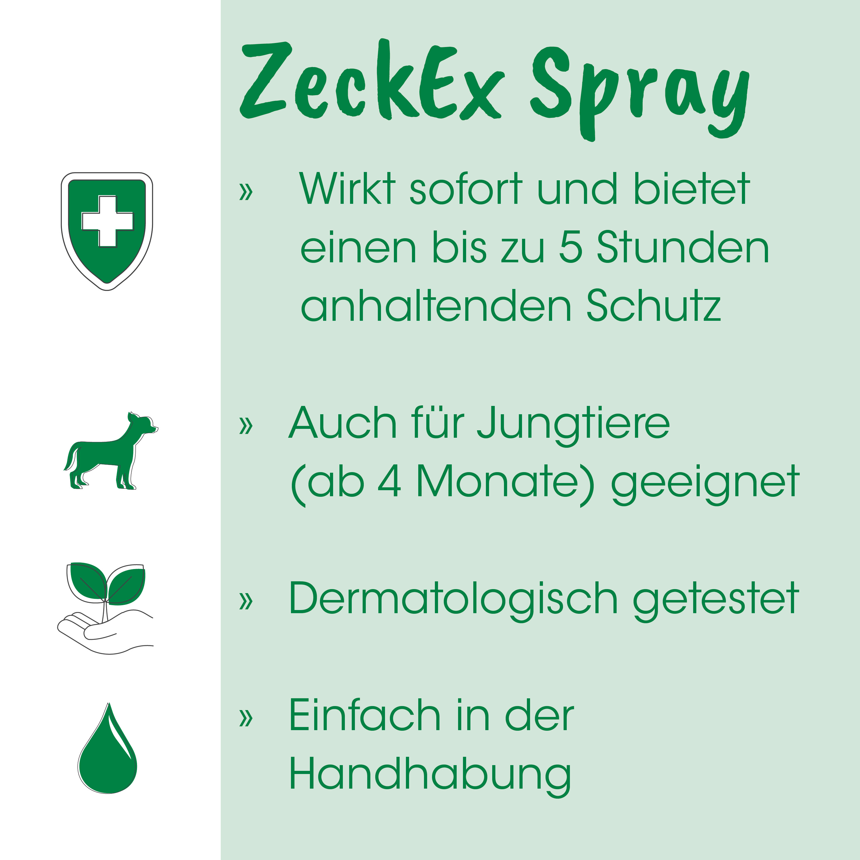 Medizinischer Applikator, Sprühflasche, Grün, Hautschutz, ZeckeX Spray