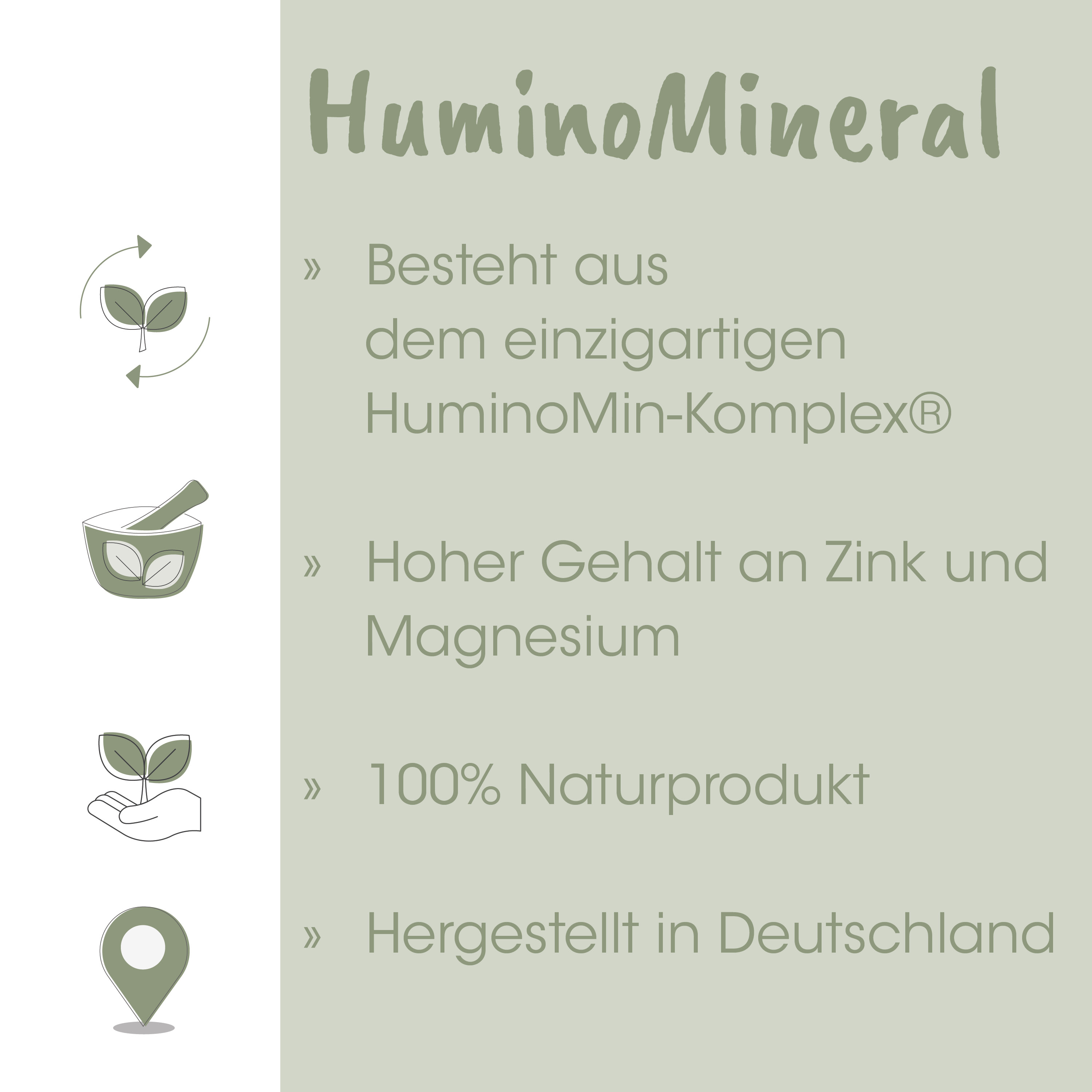 humic mineral, humus, naturprodukt, pflanze in hand, hergestellt in deutschland