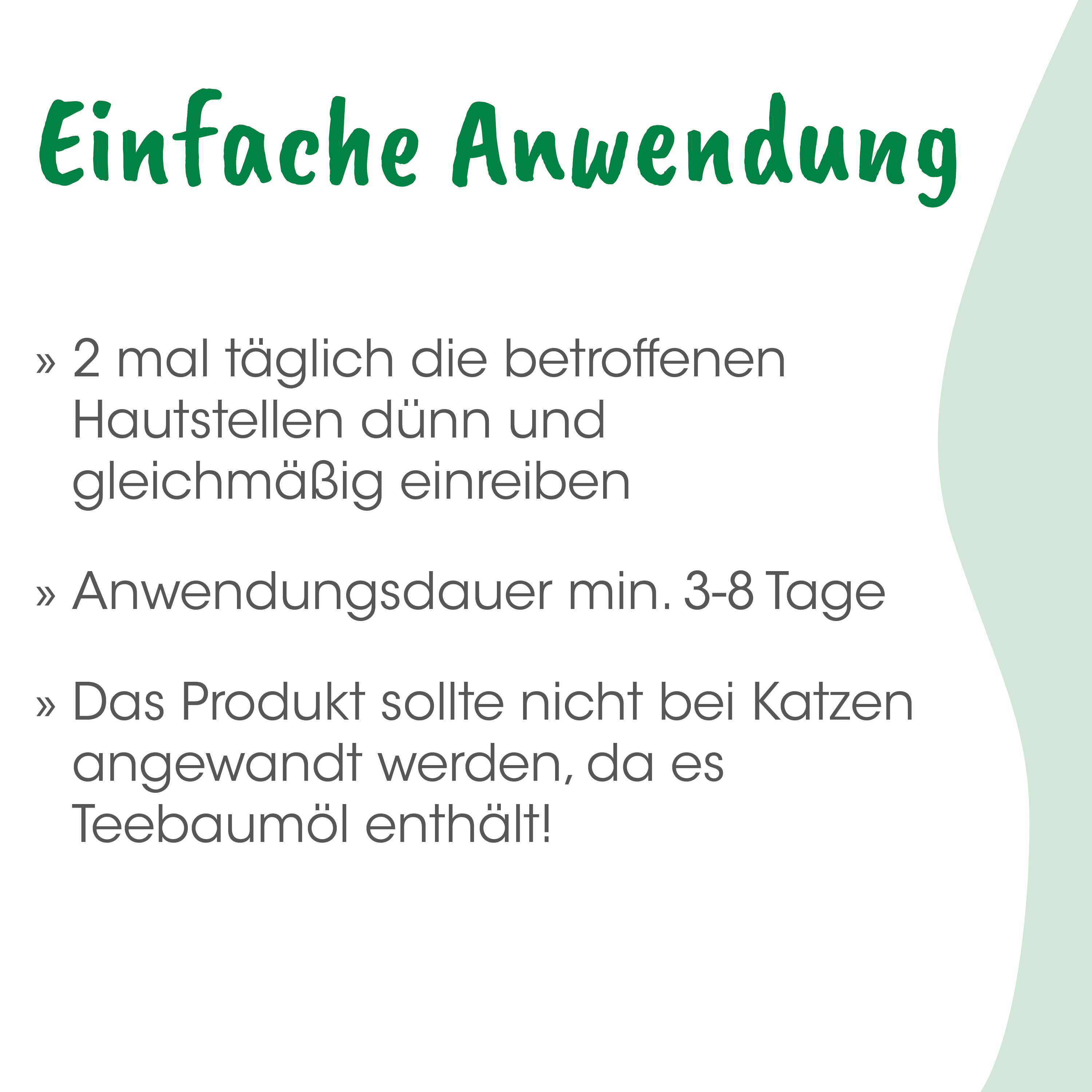 Anwendung, Hautpflege, Teebaumöl, Anwendungsdauer, Katzen