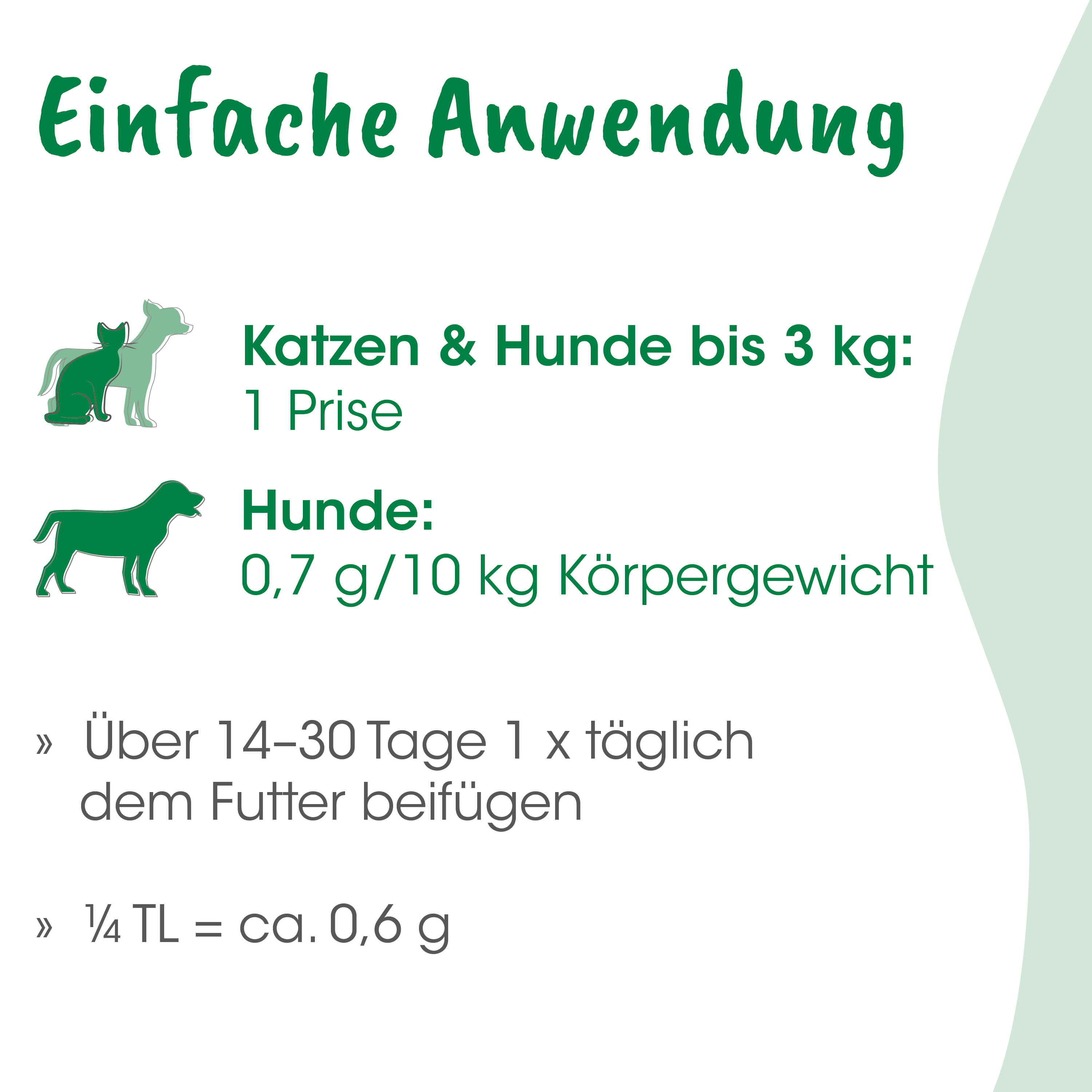 Katzenfutter, Hundfutter, Tierfutter, Futtertabelle, Beipackzettel