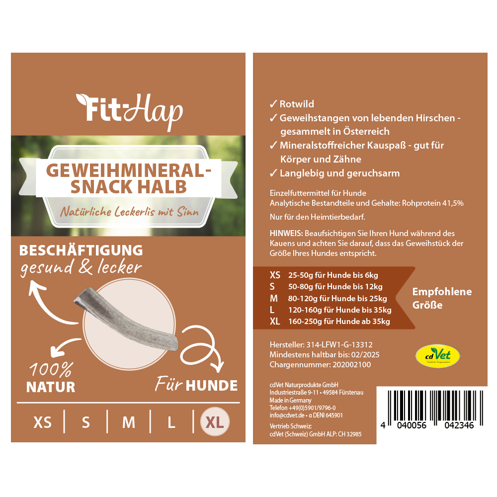 Fit-Hap Geweihmineral-Snack halb XL (160-250 g) -sorbe-