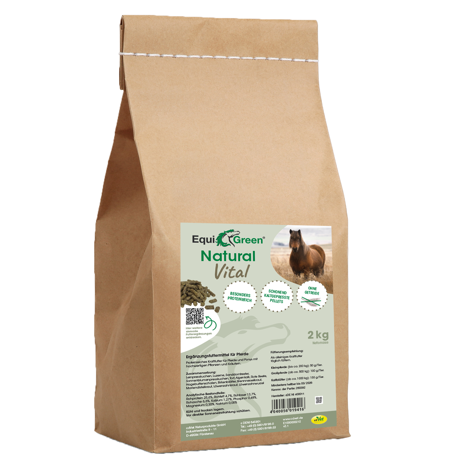 EquiGreen Natural Vital 2kg Produktbild EquiGreen Natural Vital Getreidefrei Pellets 2 kg